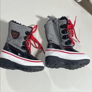 Totes Kids Snow Boots - Gray, Black, and Red